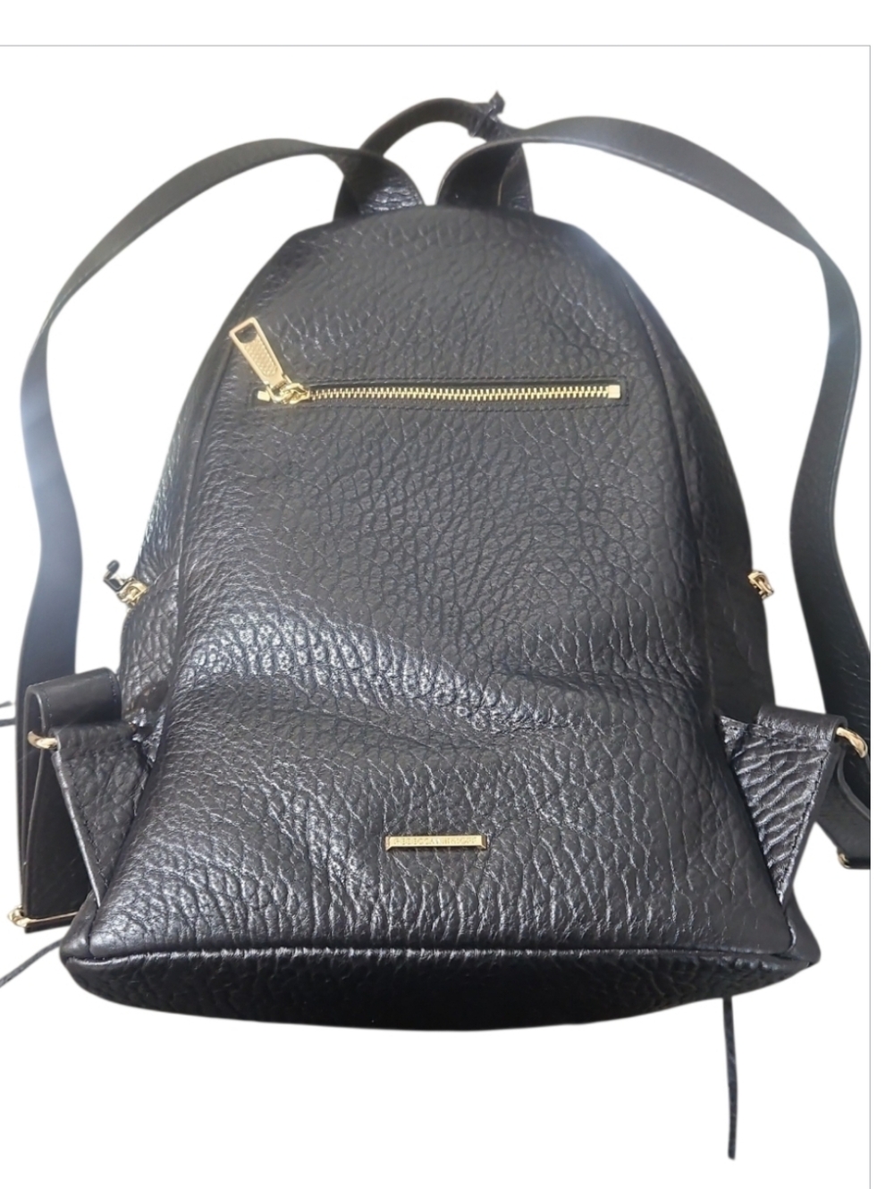 Rebecca Minkoff Julian Black Pebbled Leather Backpack - Gold Hardware NWT - Picture 12 of 15